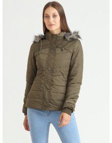Women Quilted Puffer  Jacket Olive